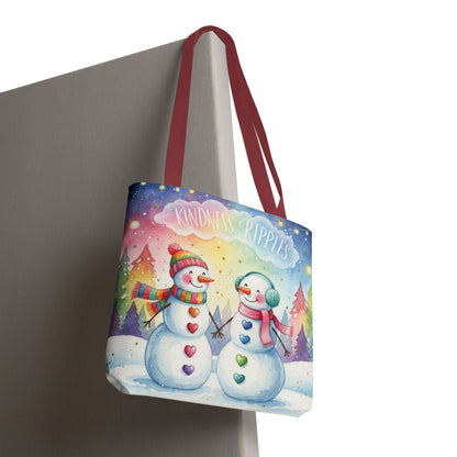 Whimsical Snowman Tote Bag - Kindness Ripples Design