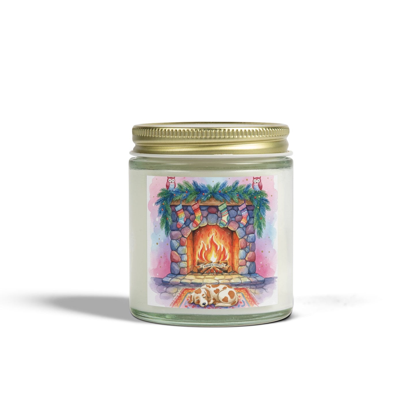 Cozy Fireplace Scented Candle - Coconut Apricot Wax (4oz & 9oz)