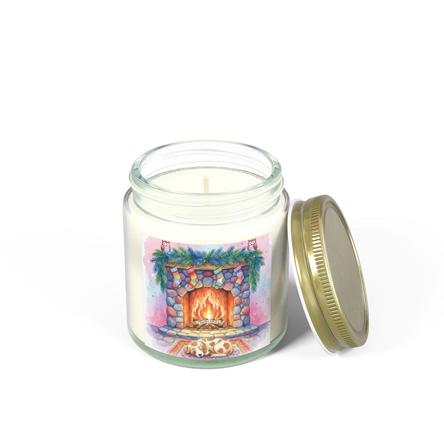 Cozy Fireplace Scented Candle - Coconut Apricot Wax (4oz & 9oz)