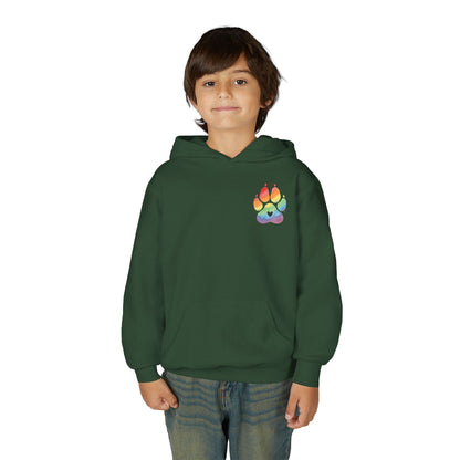 Youth Hoodie — Rainbow Paw & German Shepherd Graphic - Kindness Ripples