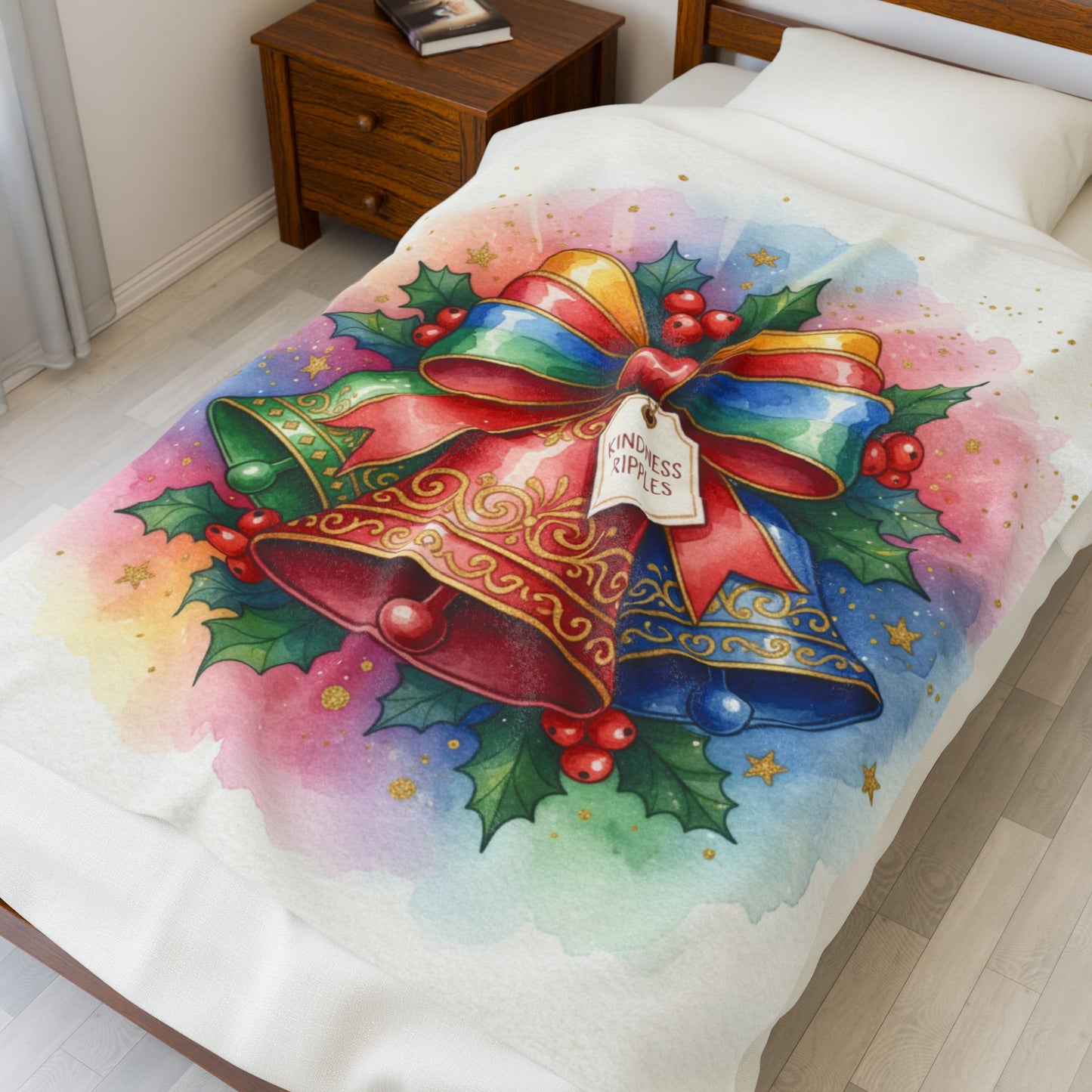 Christmas Bells Velveteen Plush Blanket