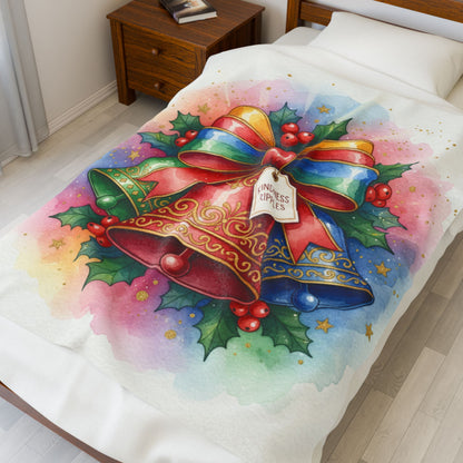 Christmas Bells Velveteen Plush Blanket