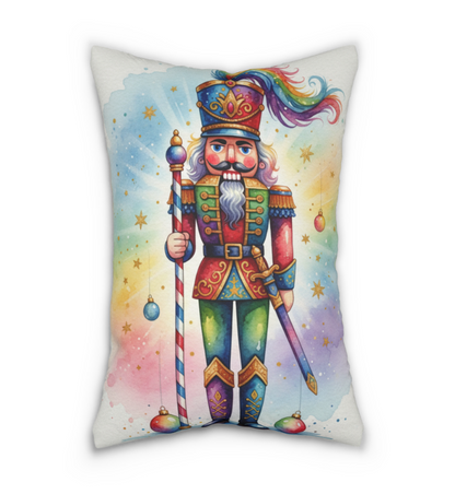 Nutcracker Rainbow Pillow - Festive Holiday Decor