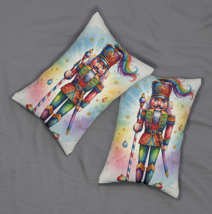 Nutcracker Rainbow Pillow - Festive Holiday Decor
