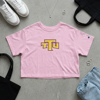 Pink Retro 'TTU' Cropped T-Shirt