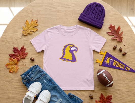 Kids Golden Eagle Mascot T‑Shirt — Purple & Gold School Spirit Tee TN Tech