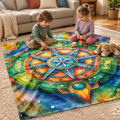 Velveteen Plush Blanket — Rainbow Heart Constellation Throw