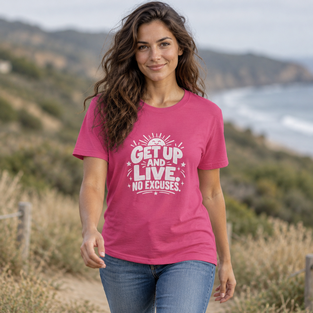 Get Up and Live No Excuses Motivational T-Shirt