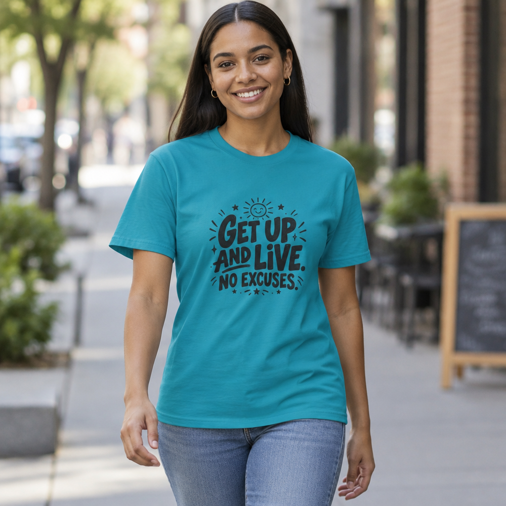 Get Up and Live No Excuses Motivational T-Shirt