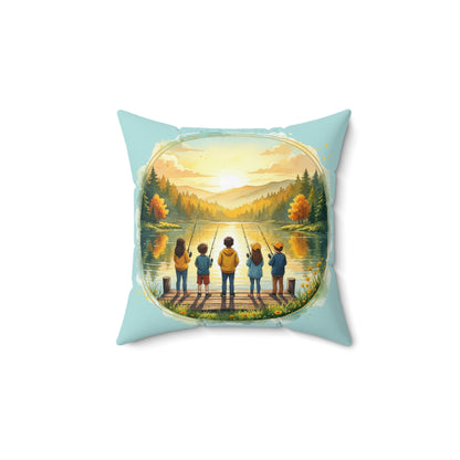 Pillow Fishing off the Dock Spun Polyester Square Pillow