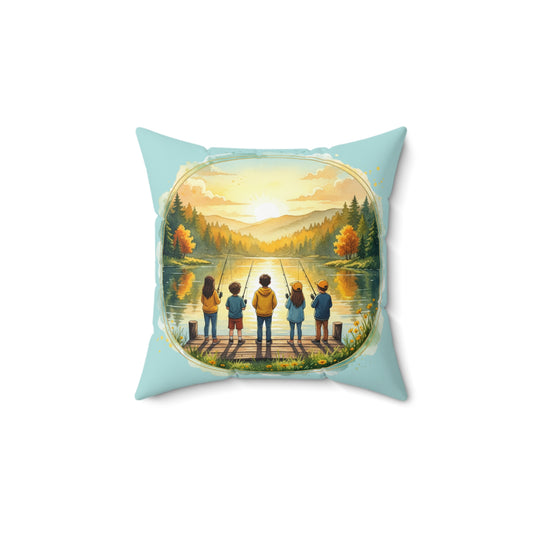Pillow Fishing off the Dock Spun Polyester Square Pillow