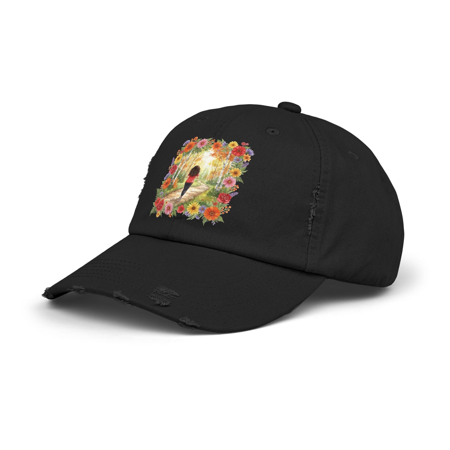 The Roxanne - Floral Serenity Distressed Cap