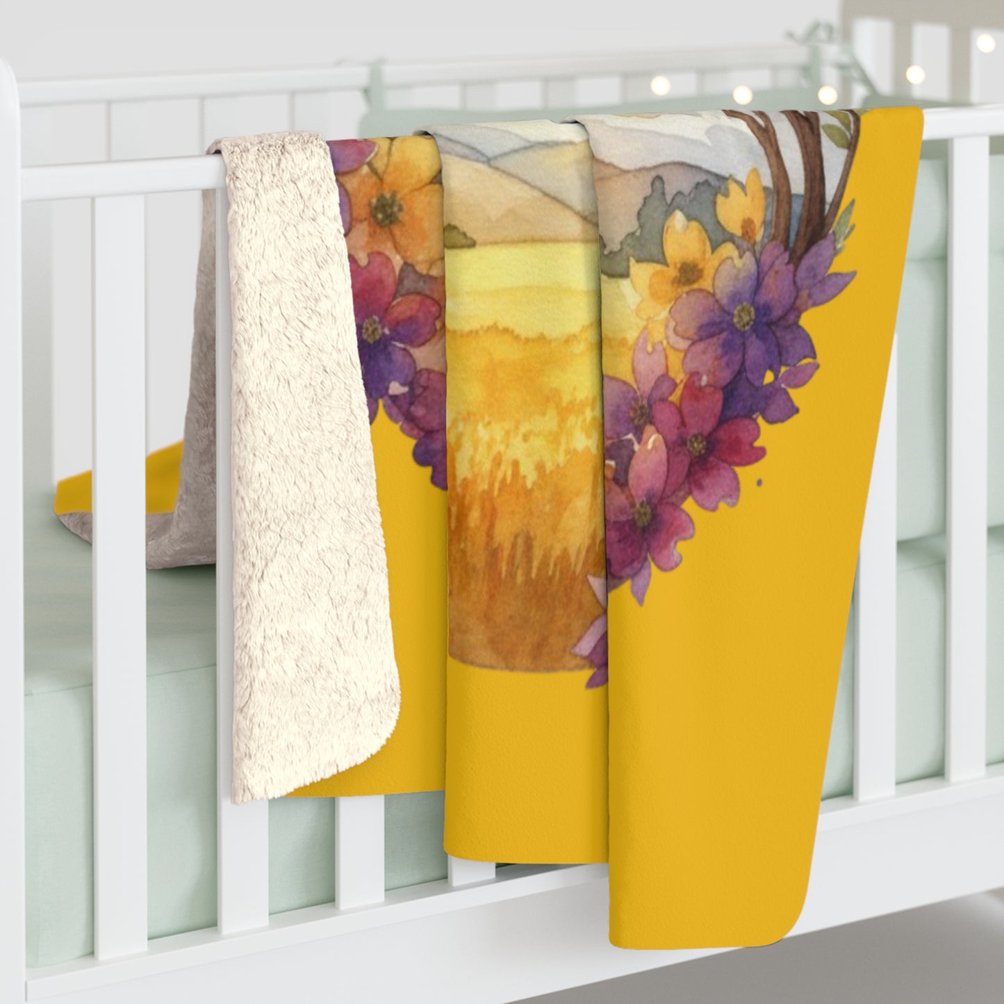 Dogwood Framed TN Landscape Sherpa Fleece Kindness Ripples Blanket - Cozy Floral Throw for Comfort and Inspiration, Cookeville, TN, Dogwoods, Sunrise, Sunset