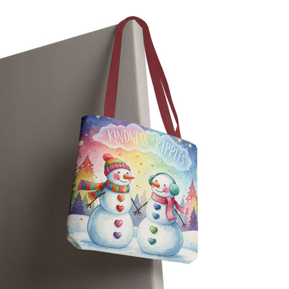 Whimsical Snowman Tote Bag - Kindness Ripples Design