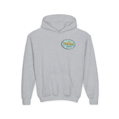 Youth Hooded Sweatshirt - Kindness & Good Energy, Cozy Gift, Throwback, Sunshine Vibes, Kids Apparel, Spring & Summer Fashion