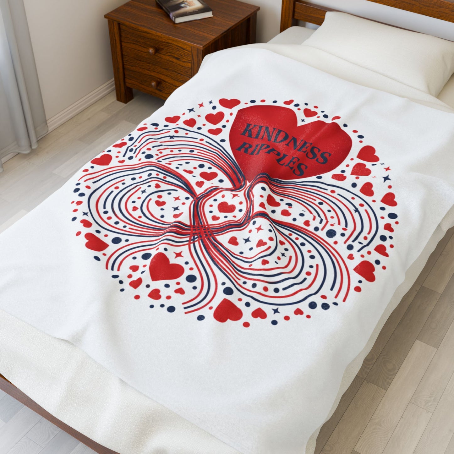 Kindness Ripples Velveteen Plush Blanket - Cozy Gift for Heartfelt Occasions, Home Decor, Love, Friendship, Self-Care