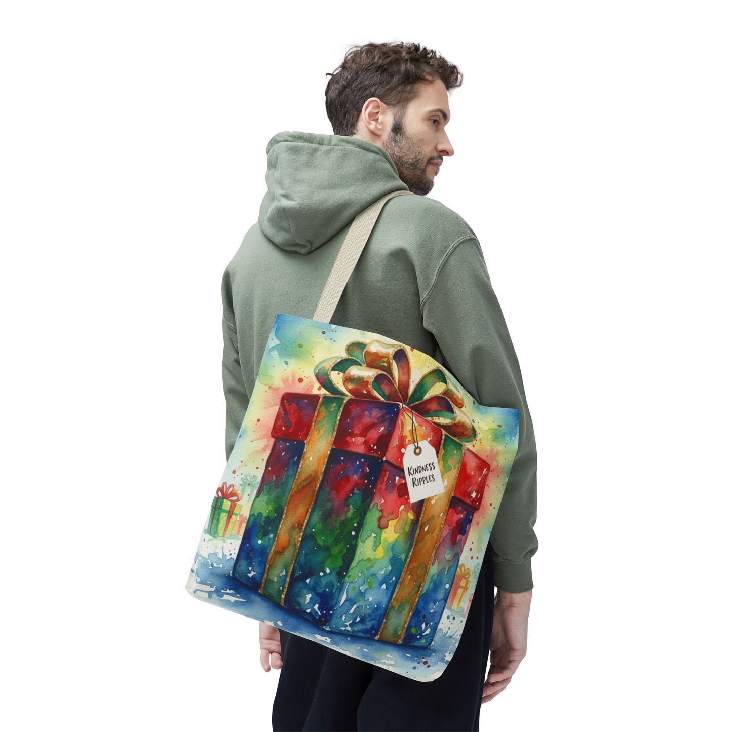 Colorful Gift Tote Bag - Perfect for Holidays & Celebrations -Simple message of Kindness - Reusable