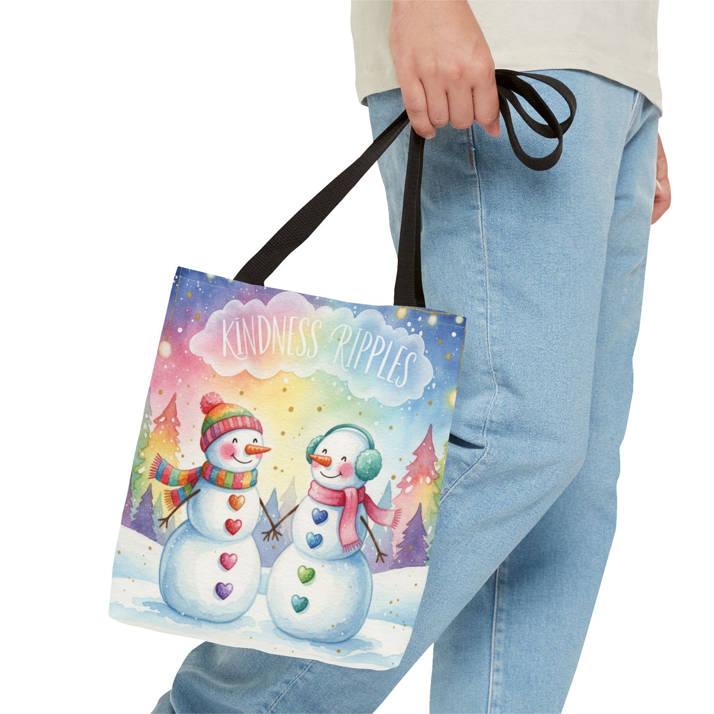 Whimsical Snowman Tote Bag - Kindness Ripples Design