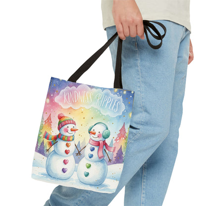 Whimsical Snowman Tote Bag - Kindness Ripples Design