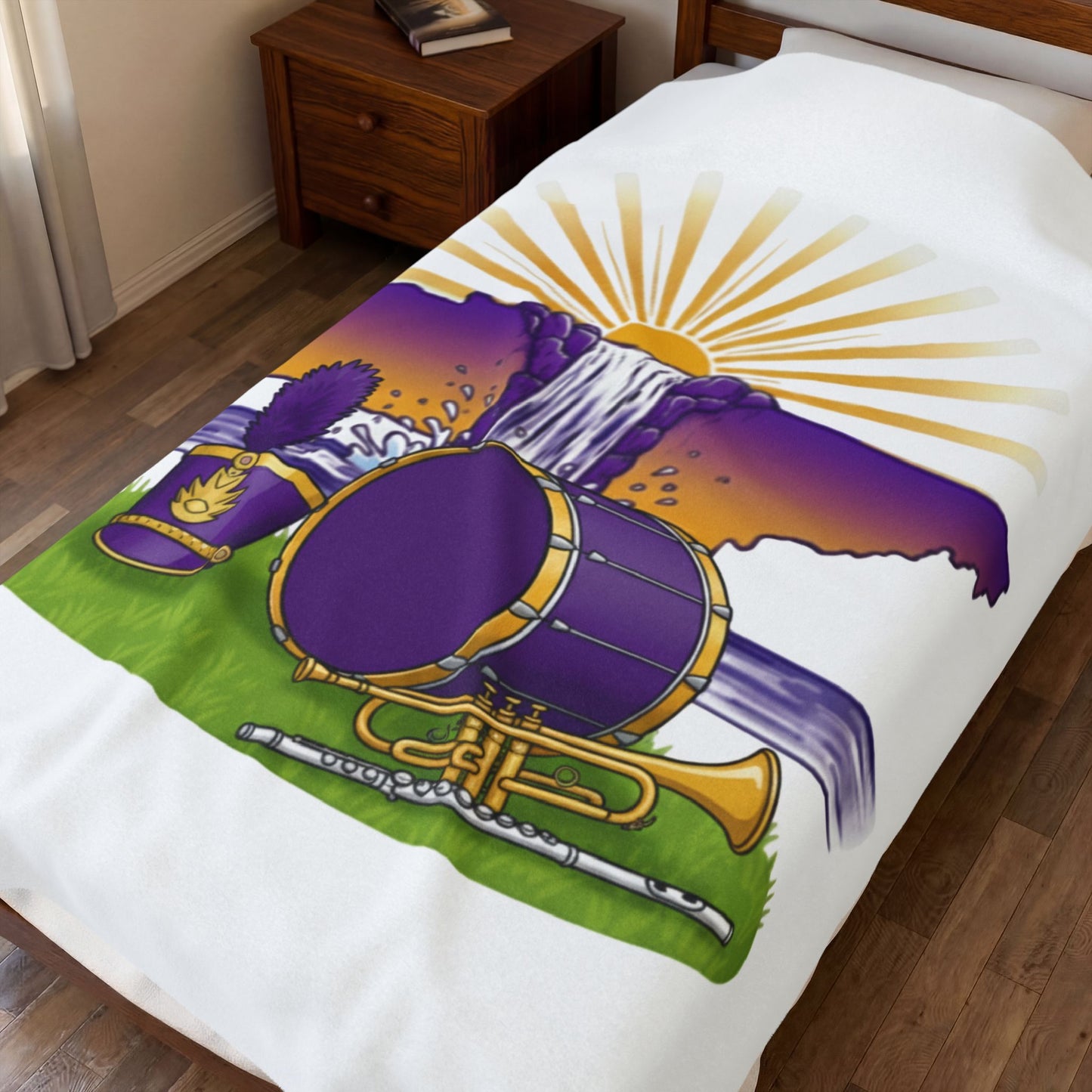 Soft Velvet Blanket with Scenic Design, Cozy Throw for Home Decor, Perfect Gift for Celebrations, Music Lovers, and Nature Enthusiasts