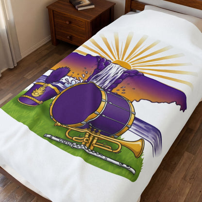 Soft Velvet Blanket with Scenic Design, Cozy Throw for Home Decor, Perfect Gift for Celebrations, Music Lovers, and Nature Enthusiasts