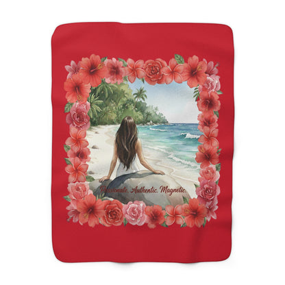 The Cristina - Tropical Paradise Sherpa Fleece Blanket with Floral Design