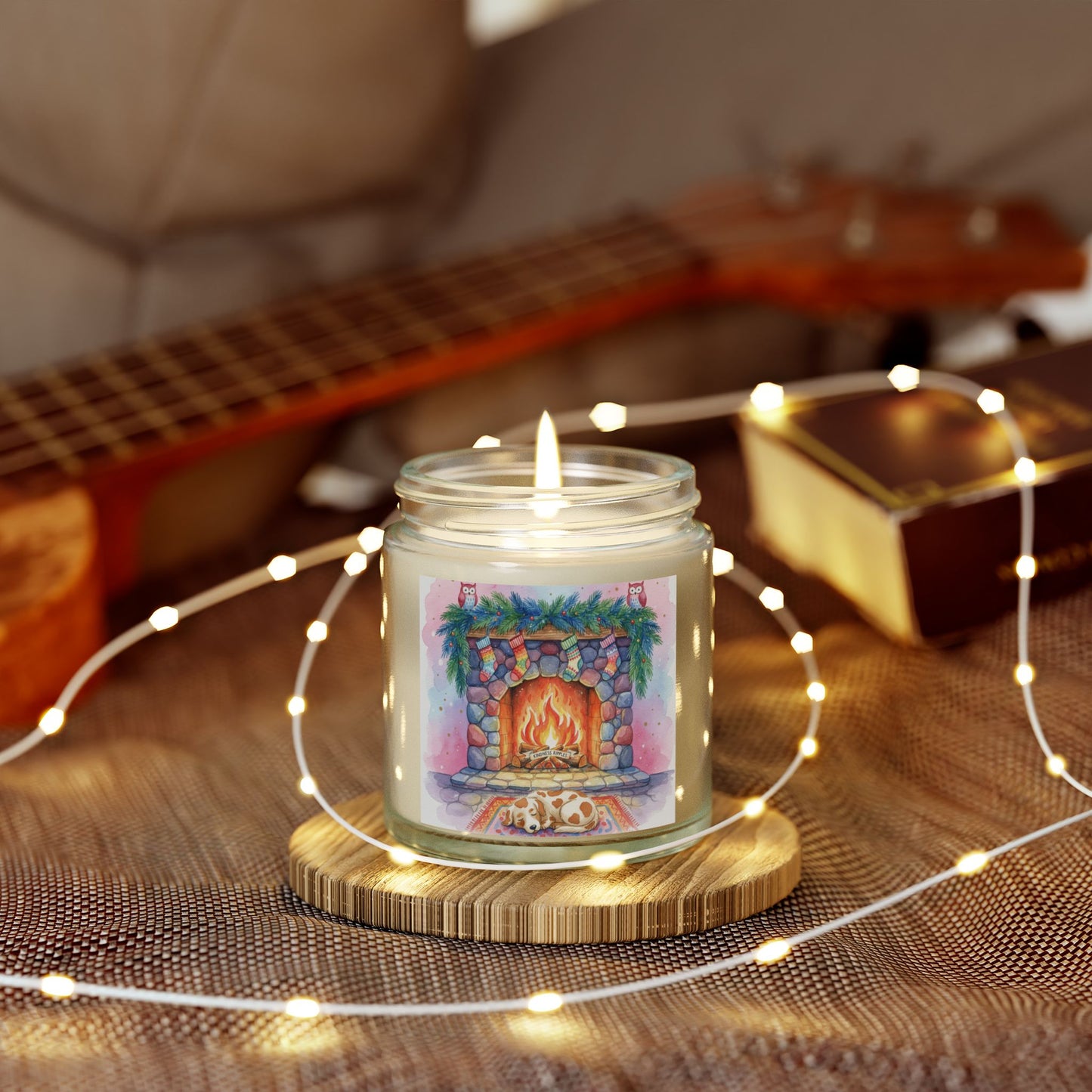 Cozy Fireplace Scented Candle - Coconut Apricot Wax (4oz & 9oz)