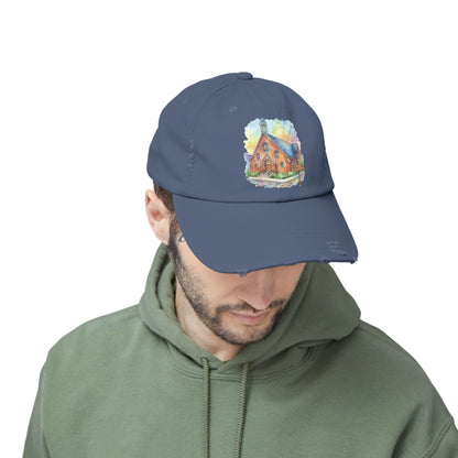 Distressed Cap with Watercolor Church Illustration -- Pays Homage to the Amazing St. William Community