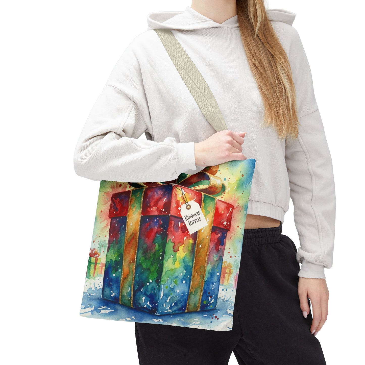 Colorful Gift Tote Bag - Perfect for Holidays & Celebrations -Simple message of Kindness - Reusable