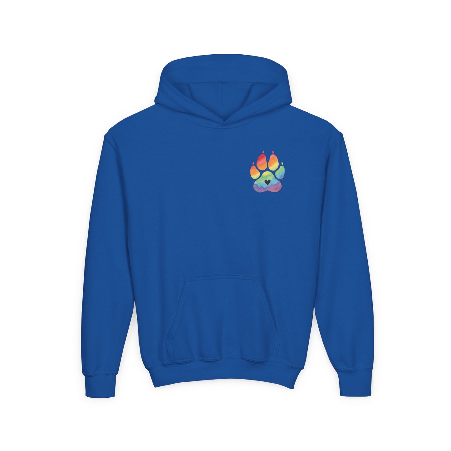 Youth Hoodie — Rainbow Paw & German Shepherd Graphic - Kindness Ripples