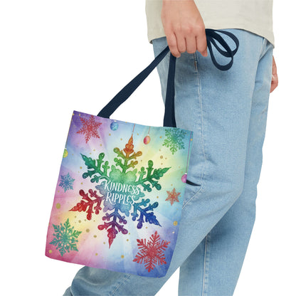 Kindness Ripples Winter Snowflake Tote Bag Colorful Kindness