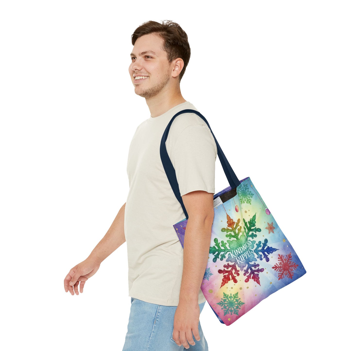 Kindness Ripples Winter Snowflake Tote Bag Colorful Kindness