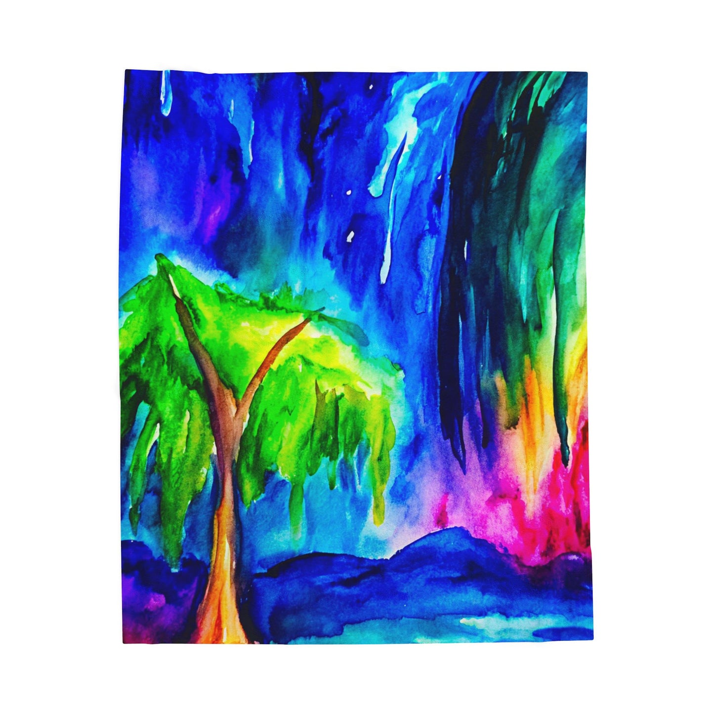 Velveteen Plush Blanket - The Comfort of Hope Willow Design for Emotional Healing and Grounding