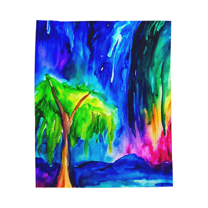 Velveteen Plush Blanket - The Comfort of Hope Willow Design for Emotional Healing and Grounding
