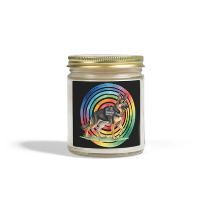 Coconut Apricot Scented Candle — Rainbow German Shepherd 4oz/9oz