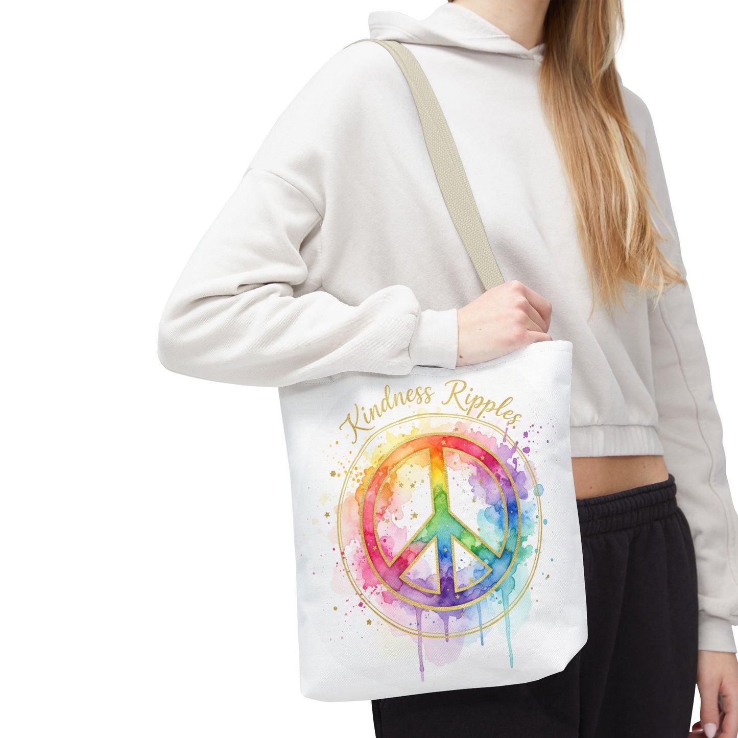 Colorful Peace Symbol Tote Bag | Kindness Ripples Design
