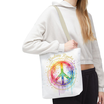 Colorful Peace Symbol Tote Bag | Kindness Ripples Design