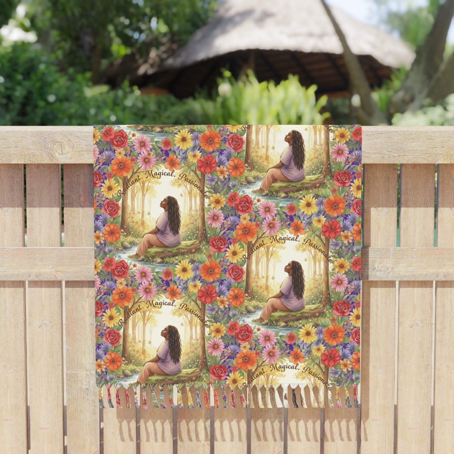 The Shantel - Boho Beach Towel - Floral and Serene Design for Relaxation