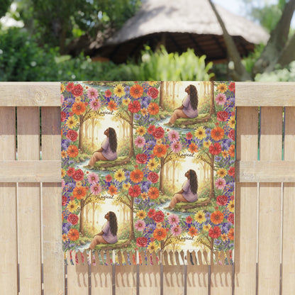 The Shantel - Boho Beach Towel - Floral and Serene Design for Relaxation