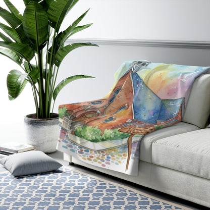 Watercolor Church Sherpa Fleece Blanket – "Kindness Ripples" Cozy Throw -- Pays Homage to the Amazing Community of St. William