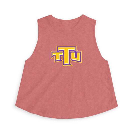 Women’s Crop Top — Gold & Purple TTU Logo Athletic Crop Top (Mascot Back)