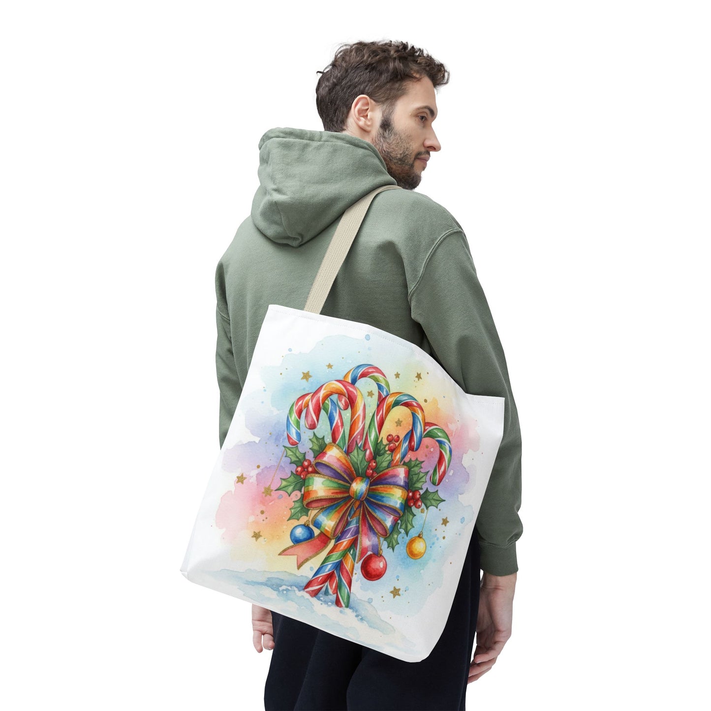 Festive Candy Cane Tote Bag