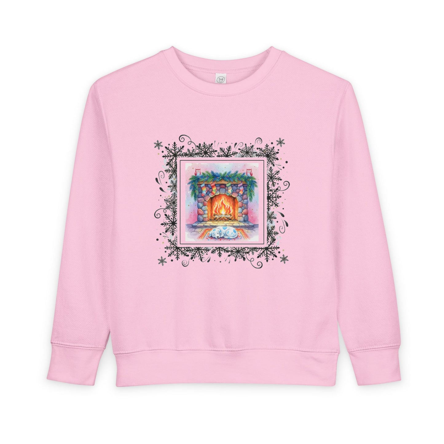 Cozy Fireplace Toddler Sweatshirt Cute Blue Spotted Puppy