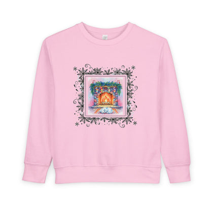 Cozy Fireplace Toddler Sweatshirt Cute Blue Spotted Puppy