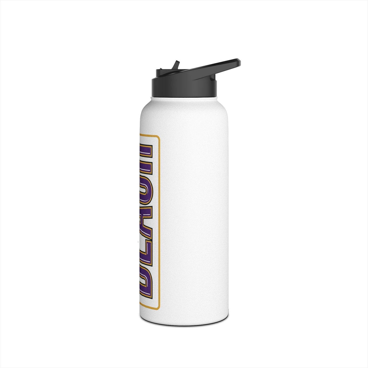 Beach Stainless Steel Water Bottle — Vertical Purple & Gold 'BEACH' Travel Bottle