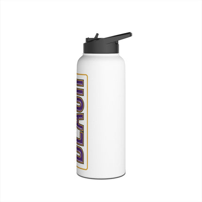 Beach Stainless Steel Water Bottle — Vertical Purple & Gold 'BEACH' Travel Bottle
