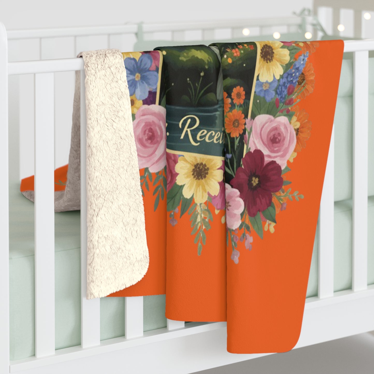 The Amanda - Allow. Receive. Create. Sherpa Fleece Blanket - Cozy Floral Throw for Mindful Living