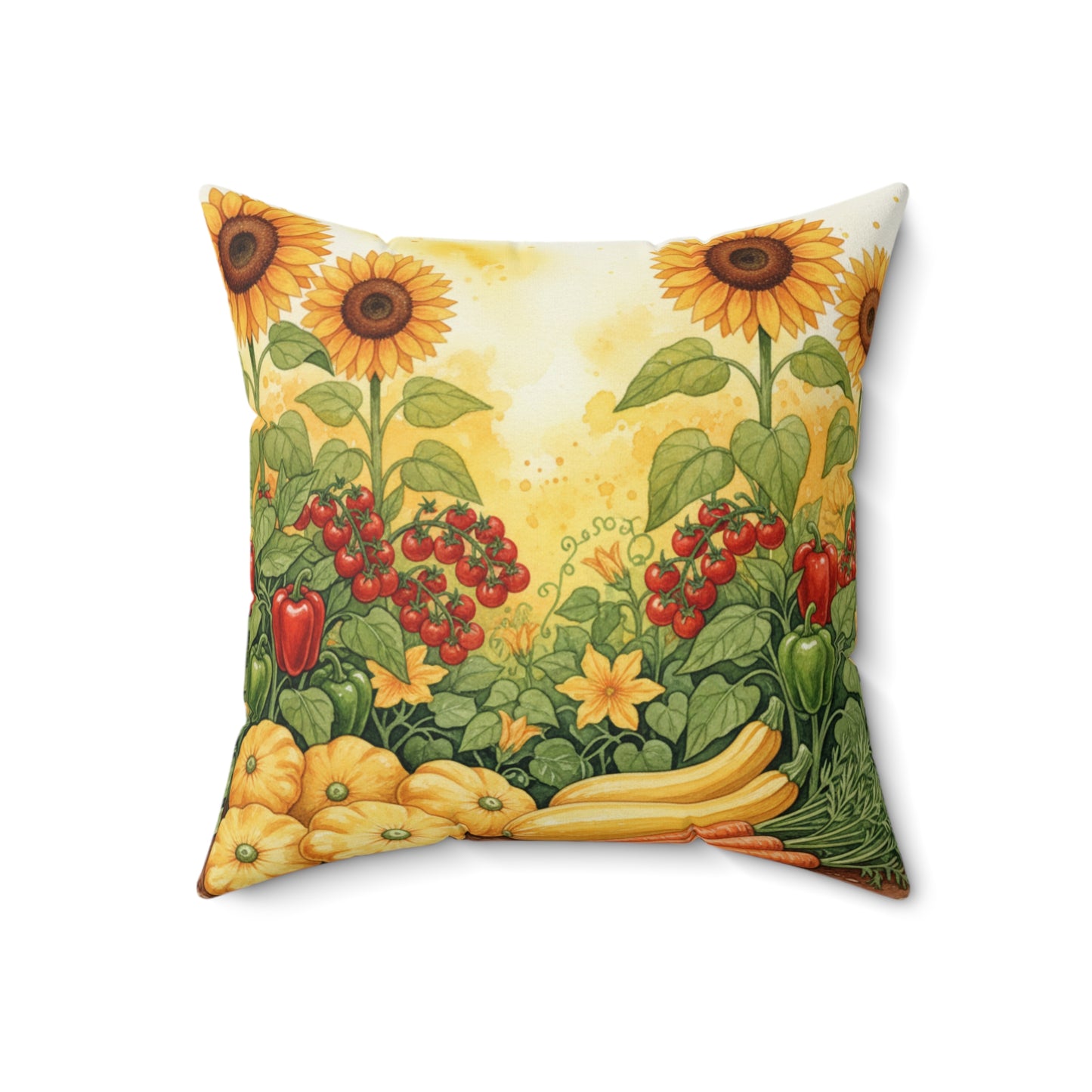 Golden Harvest Garden: Watercolor Vegetable Bounty Pillow