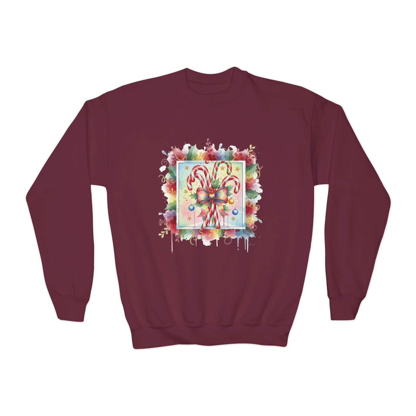 Candy Cane Youth Crewneck Sweatshirt - Festive Holiday Apparel