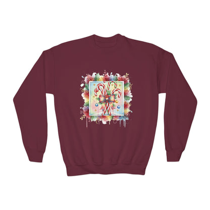 Candy Cane Youth Crewneck Sweatshirt - Festive Holiday Apparel